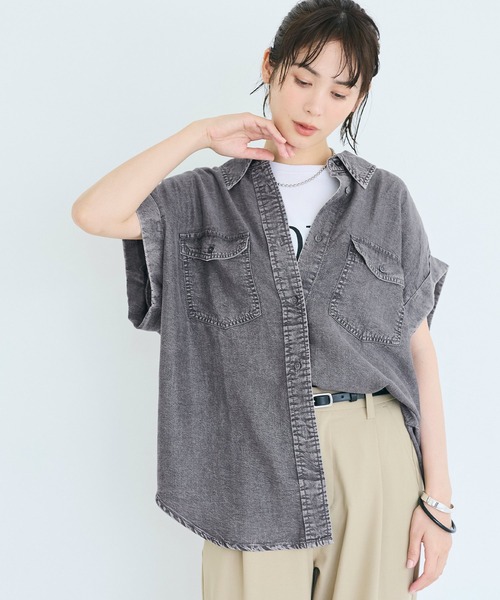 coca（coca）（コカ）の「とろみデニムロールアップスリーブシャツ（シャツ/ブラウス・レディース・ブルー/ブラック・L/M）」の14枚目の写真