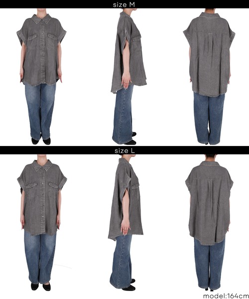 coca（coca）（コカ）の「とろみデニムロールアップスリーブシャツ（シャツ/ブラウス・レディース・ブルー/ブラック・L/M）」の15枚目の写真