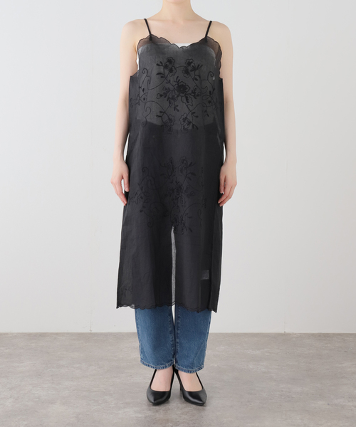 sara mallika(サラ マリカ)の「【SARA MALLIKA/サラマリカ】Organza Arai Embroidery Cami Dress(ワンピース・レディース・ブラック/ホワイト・FREE)」の11枚目の写真