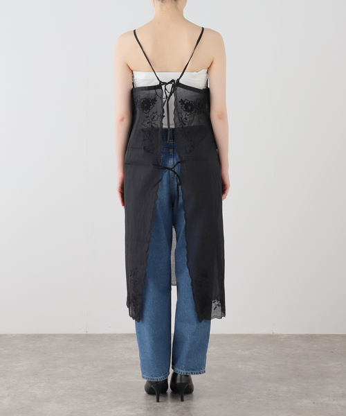 sara mallika(サラ マリカ)の「【SARA MALLIKA/サラマリカ】Organza Arai Embroidery Cami Dress(ワンピース・レディース・ブラック/ホワイト・FREE)」の13枚目の写真
