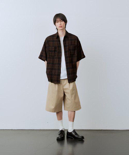 LEIRE（ルアール）の「ツーポケットリンクルチェック半袖シャツ[ブラウン]（シャツ/ブラウス・メンズ・その他・MEDIUM/LARGE/X-LARGE）」の14枚目の写真