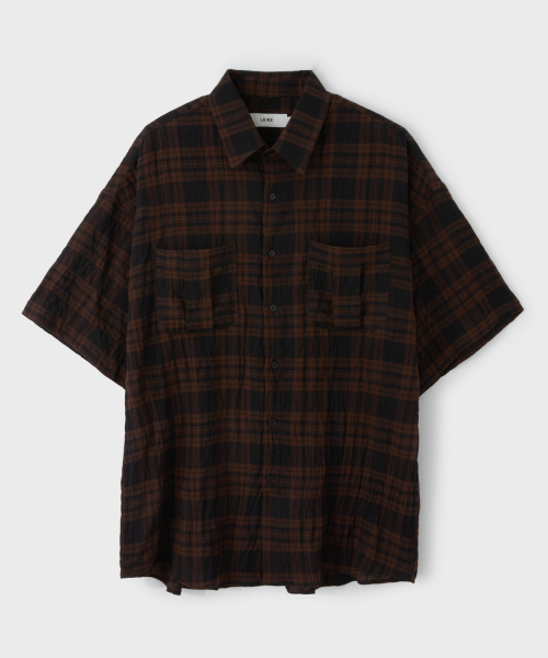 LEIRE（ルアール）の「ツーポケットリンクルチェック半袖シャツ[ブラウン]（シャツ/ブラウス・メンズ・その他・MEDIUM/LARGE/X-LARGE）」の13枚目の写真