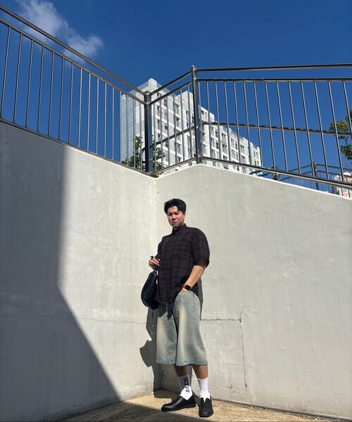 LEIRE（ルアール）の「ツーポケットリンクルチェック半袖シャツ[ブラウン]（シャツ/ブラウス・メンズ・その他・MEDIUM/LARGE/X-LARGE）」の12枚目の写真