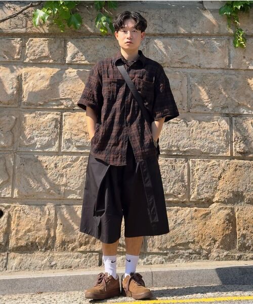 LEIRE（ルアール）の「ツーポケットリンクルチェック半袖シャツ[ブラウン]（シャツ/ブラウス・メンズ・その他・MEDIUM/LARGE/X-LARGE）」の11枚目の写真