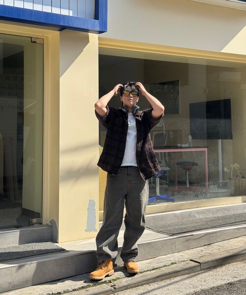LEIRE（ルアール）の「ツーポケットリンクルチェック半袖シャツ[ブラウン]（シャツ/ブラウス・メンズ・その他・MEDIUM/LARGE/X-LARGE）」の4枚目の写真