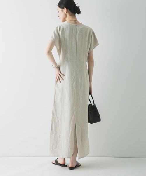 URBAN RESEARCH(アーバンリサーチ)の「フレンチスリーブリネンワンピース(ワンピース・レディース・ベージュ/ベージュ系その他/ブラック・36/38)」の4枚目の写真