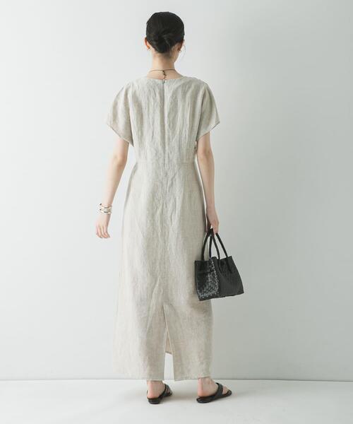 URBAN RESEARCH(アーバンリサーチ)の「フレンチスリーブリネンワンピース(ワンピース・レディース・ベージュ/ベージュ系その他/ブラック・36/38)」の7枚目の写真