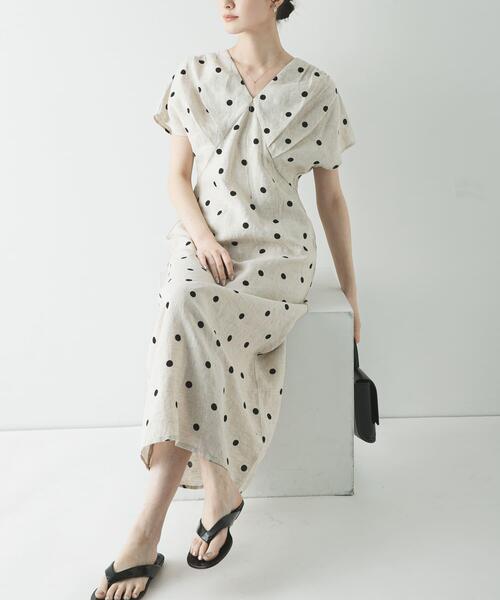 URBAN RESEARCH(アーバンリサーチ)の「フレンチスリーブリネンワンピース(ワンピース・レディース・ベージュ/ベージュ系その他/ブラック・36/38)」の16枚目の写真