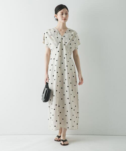 URBAN RESEARCH(アーバンリサーチ)の「フレンチスリーブリネンワンピース(ワンピース・レディース・ベージュ/ベージュ系その他/ブラック・36/38)」の19枚目の写真
