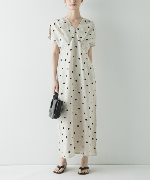 URBAN RESEARCH(アーバンリサーチ)の「フレンチスリーブリネンワンピース(ワンピース・レディース・ベージュ/ベージュ系その他/ブラック・36/38)」の20枚目の写真