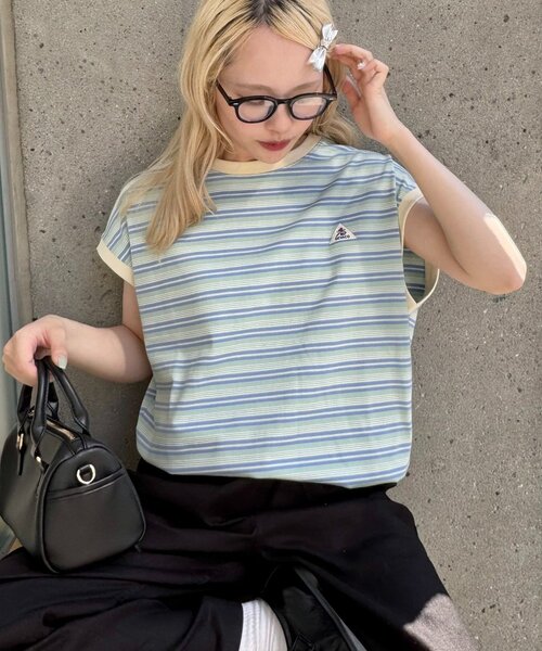 GEVACO(ゲバコ)の「【GEVACO/ゲバコ】クルーネックフレンチスリーブTEE(Tシャツ/カットソー・レディース・アイボリー/サックスブルー/ブラック・ONE SIZE)」の3枚目の写真