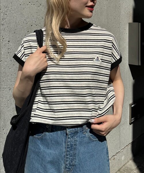 GEVACO(ゲバコ)の「【GEVACO/ゲバコ】クルーネックフレンチスリーブTEE(Tシャツ/カットソー・レディース・アイボリー/サックスブルー/ブラック・ONE SIZE)」の2枚目の写真