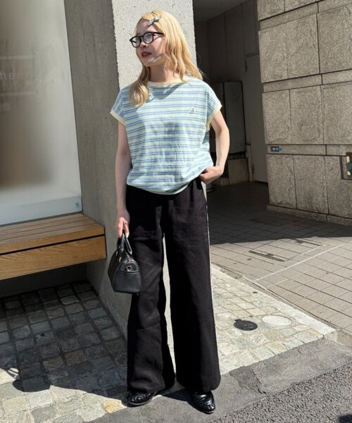 GEVACO(ゲバコ)の「【GEVACO/ゲバコ】クルーネックフレンチスリーブTEE(Tシャツ/カットソー・レディース・アイボリー/サックスブルー/ブラック・ONE SIZE)」の8枚目の写真