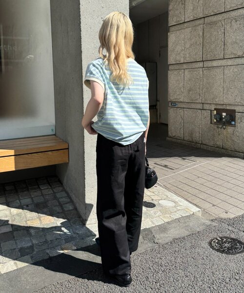 GEVACO(ゲバコ)の「【GEVACO/ゲバコ】クルーネックフレンチスリーブTEE(Tシャツ/カットソー・レディース・アイボリー/サックスブルー/ブラック・ONE SIZE)」の11枚目の写真