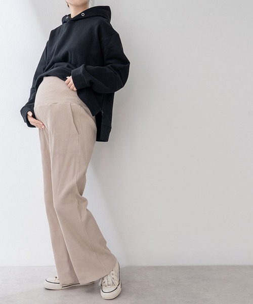 MONO KOTO DEPT.（モノコトデプト）の「らくらくマタニティリブパンツ（スラックス・レディース・グレイッシュベージュ/グレイッシュブルー/ライトグリーン/チャコールグレー/ブラック/アイボリー・M/L）」の12枚目の写真