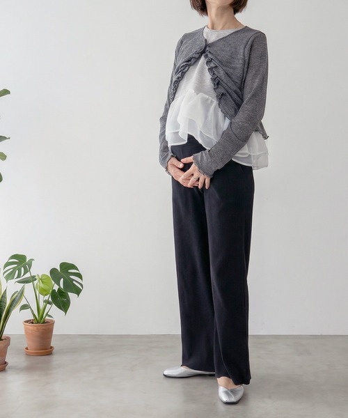 MONO KOTO DEPT.（モノコトデプト）の「らくらくマタニティリブパンツ（スラックス・レディース・グレイッシュベージュ/グレイッシュブルー/ライトグリーン/チャコールグレー/ブラック/アイボリー・M/L）」の10枚目の写真