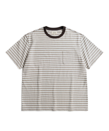 WILD BRICKS（ワイルドブリックス）の「W25 STRIPED POCKET TEE (brown)（Tシャツ/カットソー）」
