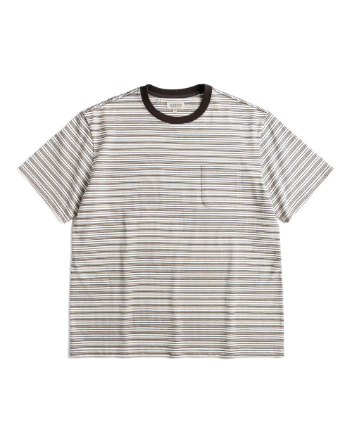 WILD BRICKS(ワイルドブリックス)の「W25 STRIPED POCKET TEE (brown)(Tシャツ/カットソー・メンズ・その他・MEDIUM/LARGE/X-LARGE)」の1枚目の写真