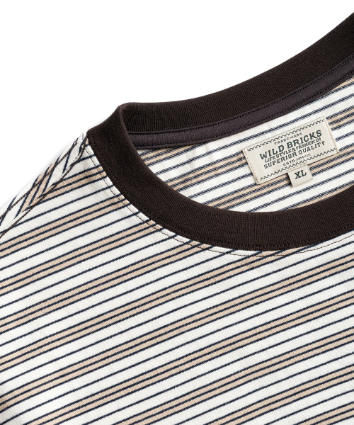 WILD BRICKS(ワイルドブリックス)の「W25 STRIPED POCKET TEE (brown)(Tシャツ/カットソー・メンズ・その他・MEDIUM/LARGE/X-LARGE)」の7枚目の写真