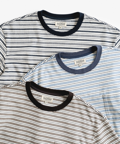 WILD BRICKS(ワイルドブリックス)の「W25 STRIPED POCKET TEE (brown)(Tシャツ/カットソー・メンズ・その他・MEDIUM/LARGE/X-LARGE)」の2枚目の写真