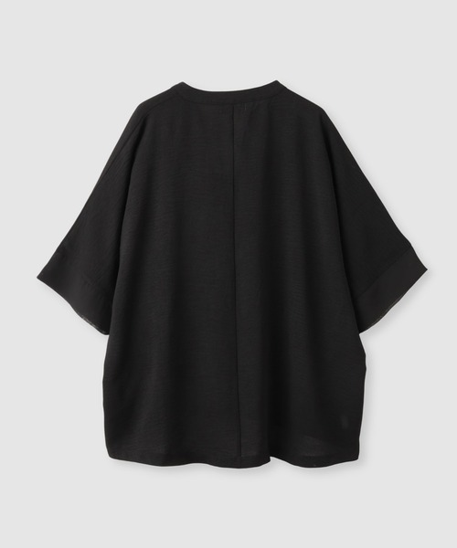 NAVY(ネイビー)の「【SARARI /サラリ】冷感 シフォン使い スキッパーネック シボ生地 UVカット DRY プルオーバー(Tシャツ/カットソー・レディース・ブラック/ターコイズブルー/グレイッシュベージュ/オフホワイト・L/M)」の9枚目の写真