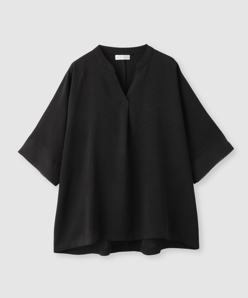 NAVY(ネイビー)の「【SARARI /サラリ】冷感 シフォン使い スキッパーネック シボ生地 UVカット DRY プルオーバー(Tシャツ/カットソー・レディース・ブラック/ターコイズブルー/グレイッシュベージュ/オフホワイト・L/M)」の10枚目の写真
