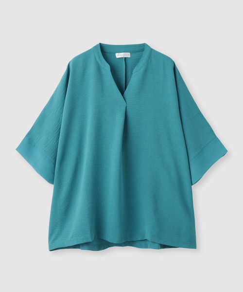 NAVY(ネイビー)の「【SARARI /サラリ】冷感 シフォン使い スキッパーネック シボ生地 UVカット DRY プルオーバー(Tシャツ/カットソー・レディース・ブラック/ターコイズブルー/グレイッシュベージュ/オフホワイト・L/M)」の12枚目の写真