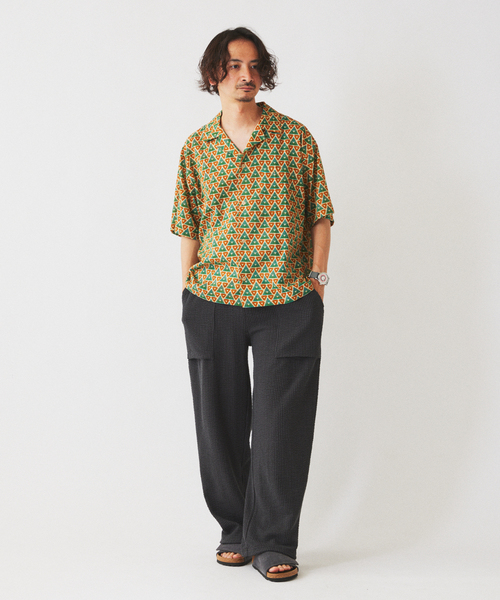 JOURNAL STANDARD relume（ジャーナルスタンダード　レリューム）の「ブロック プリント インド綿 総柄半袖シャツ（シャツ/ブラウス・メンズ・ブラック/ブルー/ボルドー/グリーン・LARGE/MEDIUM）」の6枚目の写真