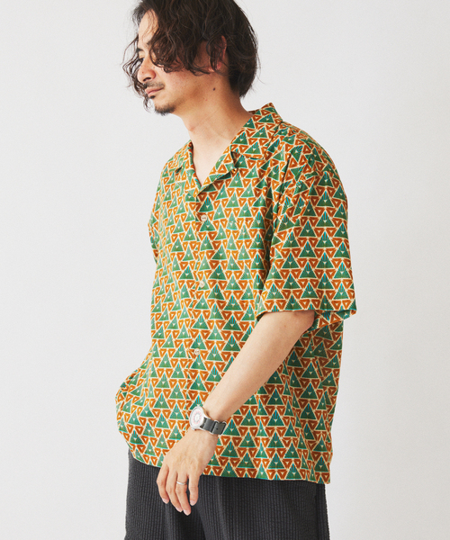 JOURNAL STANDARD relume（ジャーナルスタンダード　レリューム）の「ブロック プリント インド綿 総柄半袖シャツ（シャツ/ブラウス・メンズ・ブラック/ブルー/ボルドー/グリーン・LARGE/MEDIUM）」の11枚目の写真