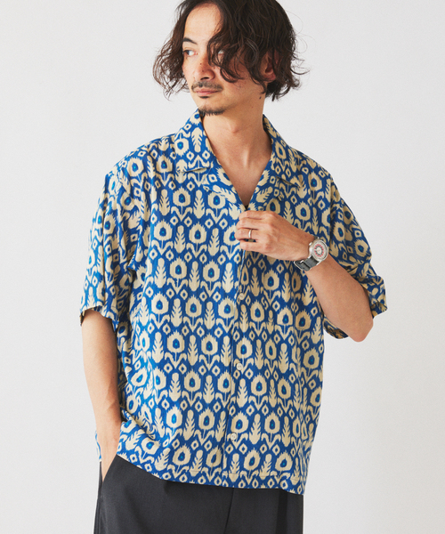 JOURNAL STANDARD relume（ジャーナルスタンダード　レリューム）の「ブロック プリント インド綿 総柄半袖シャツ（シャツ/ブラウス・メンズ・ブラック/ブルー/ボルドー/グリーン・LARGE/MEDIUM）」の13枚目の写真