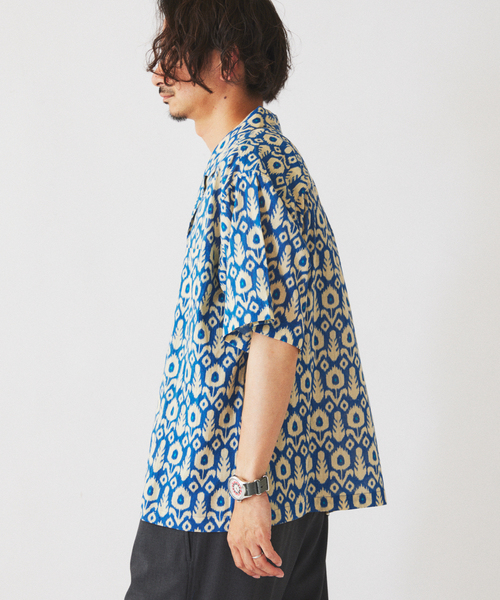 JOURNAL STANDARD relume（ジャーナルスタンダード　レリューム）の「ブロック プリント インド綿 総柄半袖シャツ（シャツ/ブラウス・メンズ・ブラック/ブルー/ボルドー/グリーン・LARGE/MEDIUM）」の14枚目の写真