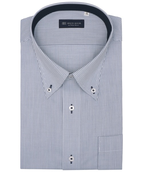 TOKYO SHIRTS(トウキョウシャツ)の「【吸水速乾】 形態安定ノンアイロン ボタンダウン 半袖ビジネスワイシャツ (大きいサイズ)(ビジネスシャツ・メンズ・ブルー・首回り47cm/首回り45cm)」の1枚目の写真