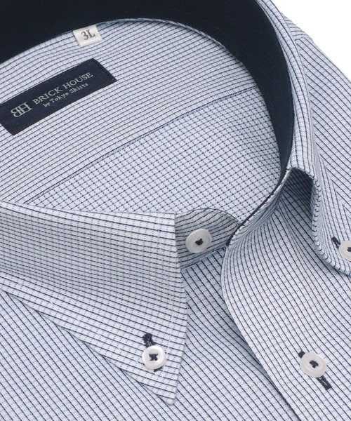 TOKYO SHIRTS(トウキョウシャツ)の「【吸水速乾】 形態安定ノンアイロン ボタンダウン 半袖ビジネスワイシャツ (大きいサイズ)(ビジネスシャツ・メンズ・ブルー・首回り47cm/首回り45cm)」の2枚目の写真