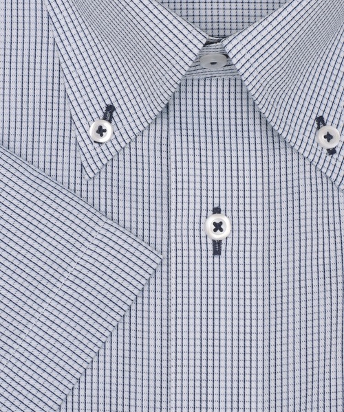 TOKYO SHIRTS(トウキョウシャツ)の「【吸水速乾】 形態安定ノンアイロン ボタンダウン 半袖ビジネスワイシャツ (大きいサイズ)(ビジネスシャツ・メンズ・ブルー・首回り47cm/首回り45cm)」の3枚目の写真
