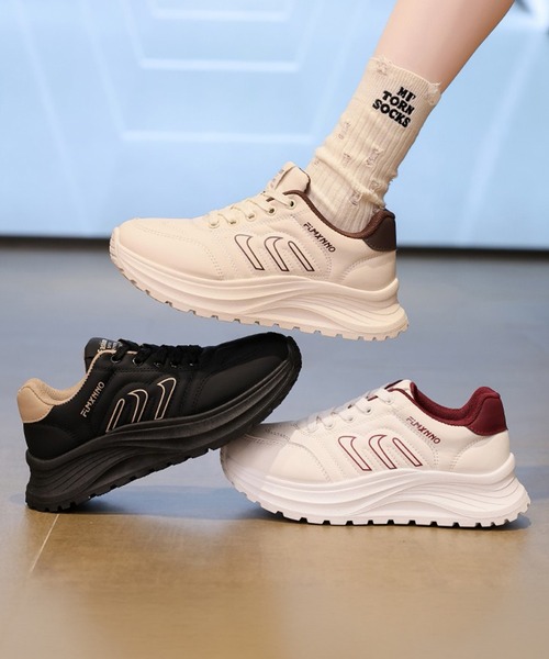 Lace Ladies(レースレディース)の「配色 ボリューム レースアップ 厚底 ダッド スニーカー(スニーカー・レディース・アイボリー/ホワイト/ブラック・22.5cm/23cm/23.5cm/24cm/24.5cm/25cm)」の8枚目の写真
