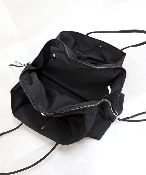 ISOOK（アイスー）の「マルチポケットナイロンビッグトートバッグ(eri. select) / ショルダーバッグ 旅行バッグ マザーズバッグ 通勤 通学 A4（ハンドバッグ・レディース・ブラック・FREE）」の9枚目の写真
