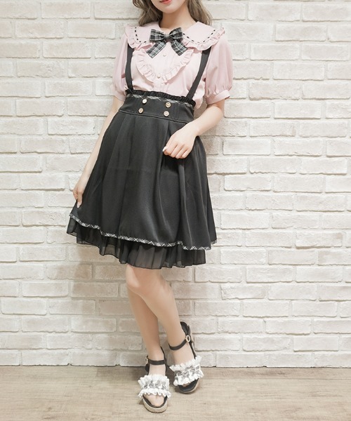 axes femme POETIQUE（アクシーズファムポエティック）の「サス付きバックフリルＳＫ（スカート・レディース・ブラック/ピンク/ネイビー・MEDIUM）」の2枚目の写真