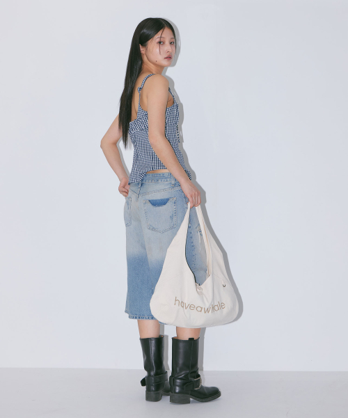 HAVEAWHALE(ハブアホエール)の「cotton baguette eco bag (WH)(ショルダーバッグ・レディース・その他・FREE)」の3枚目の写真