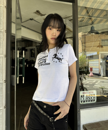 UNTITLED SEOUL | ユニコーンヘンリーネッククロップ半袖ホワイト(Tシャツ/カットソー)