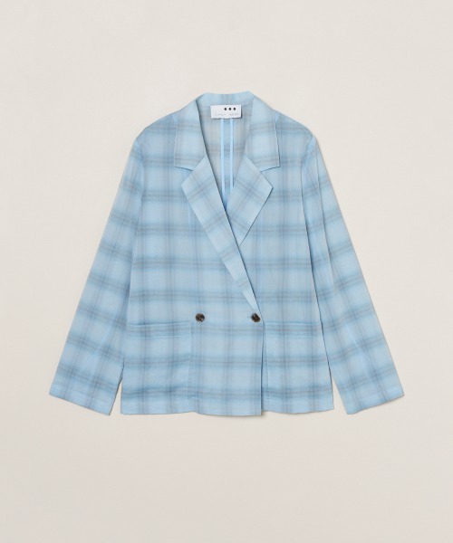 three dots（スリードッツ）の「シアーオンブレ ジャケット（テーラードジャケット・レディース・グレー系その他/ブルー系その他/ブラック/ブルー系その他2・SMALL）」の4枚目の写真