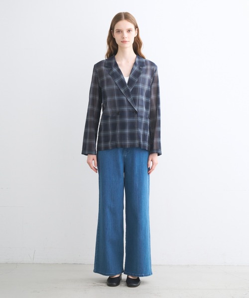 three dots（スリードッツ）の「シアーオンブレ ジャケット（テーラードジャケット・レディース・グレー系その他/ブルー系その他/ブラック/ブルー系その他2・SMALL）」の10枚目の写真