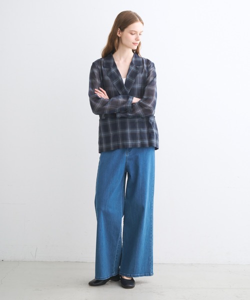 three dots（スリードッツ）の「シアーオンブレ ジャケット（テーラードジャケット・レディース・グレー系その他/ブルー系その他/ブラック/ブルー系その他2・SMALL）」の8枚目の写真