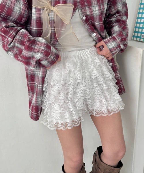 SOLLON.（ソルロン）の「シュシュフリルショートパンツ（その他パンツ・レディース・レオパード/ブラック系その他/ホワイト/ブラック/ホワイト系その他・FREE）」の6枚目の写真
