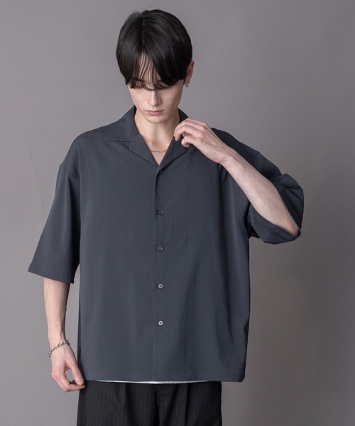 BROWNY(ブラウニー)の「BROWNY/【26年春夏新作】クレープオープンカラーシャツ(シャツ/ブラウス・メンズ・チャコール/グレー・LARGE/MEDIUM)」の16枚目の写真