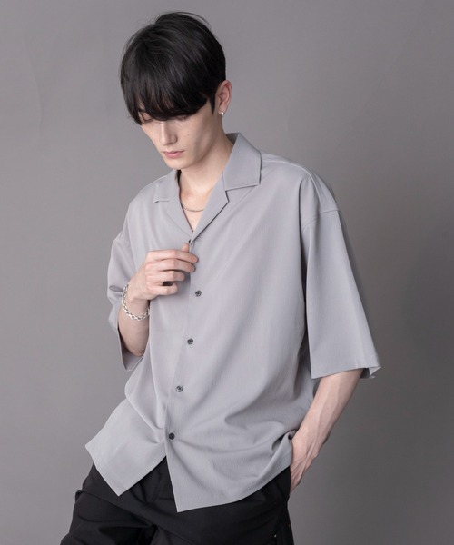 BROWNY(ブラウニー)の「BROWNY/【26年春夏新作】クレープオープンカラーシャツ(シャツ/ブラウス・メンズ・チャコール/グレー・LARGE/MEDIUM)」の12枚目の写真
