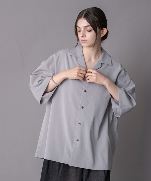 BROWNY(ブラウニー)の「BROWNY/【26年春夏新作】クレープオープンカラーシャツ(シャツ/ブラウス・メンズ・チャコール/グレー・LARGE/MEDIUM)」の15枚目の写真