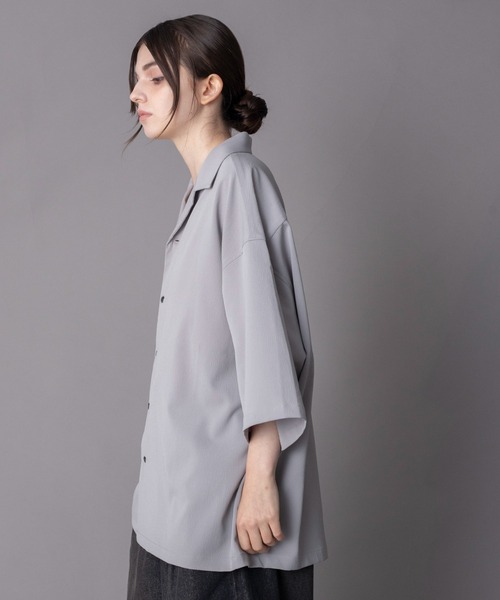 BROWNY(ブラウニー)の「BROWNY/【26年春夏新作】クレープオープンカラーシャツ(シャツ/ブラウス・メンズ・チャコール/グレー・LARGE/MEDIUM)」の7枚目の写真