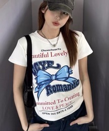 リボンロゴグラフィックコンパクトTシャツ