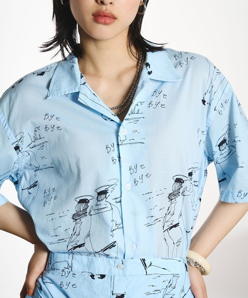 INDIA IS BEAUTIFUL（インディアイズビューティフル）の「【ROSE BUD別注】INDIA IS BEAUTIFUL/SHORT-SLEEVE PRINTED SHIRT（シャツ/ブラウス・レディース・ブラック/ブルー・ONE SIZE）」の22枚目の写真