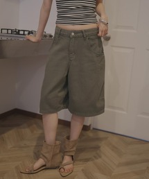 ハーフワイドデニムパンツ